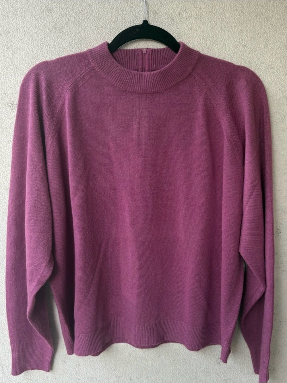 Berry Magenta Mock Neck Sweater Back Zip Pullover XL